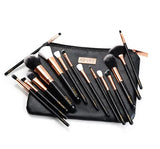 Professional Makeup Brush Applicator Set of 15pcs with Premium Leather Pouch (Black Colour)