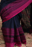 Black and Pink Color Begumpuri Handloom Cotton Sarees With Unstitched Blouse Piece